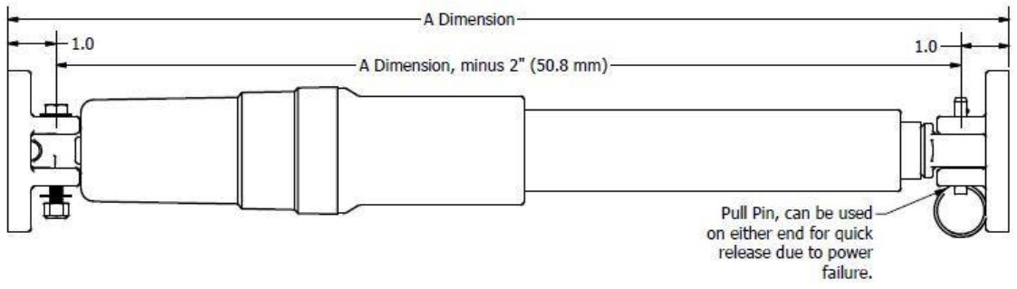 trim tab short actuator mounting dimensions